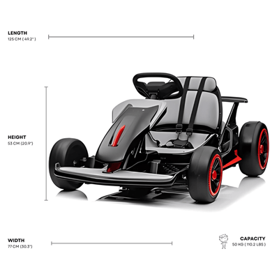 Black 24V Upgraded Vortex Drifting Go Kart.
