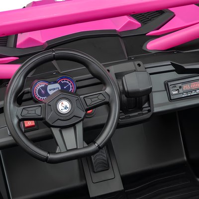 Pink XXL Premium MegaTrek Pro 2-Seater 24V 4X4/AWD Kids Ride on UTV Buggy W/ EVA Wheels, BT & RC