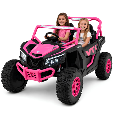 Pink XXL Premium MegaTrek Pro 2-Seater 24V 4X4/AWD Kids Ride on UTV Buggy W/ EVA Wheels, BT & RC
