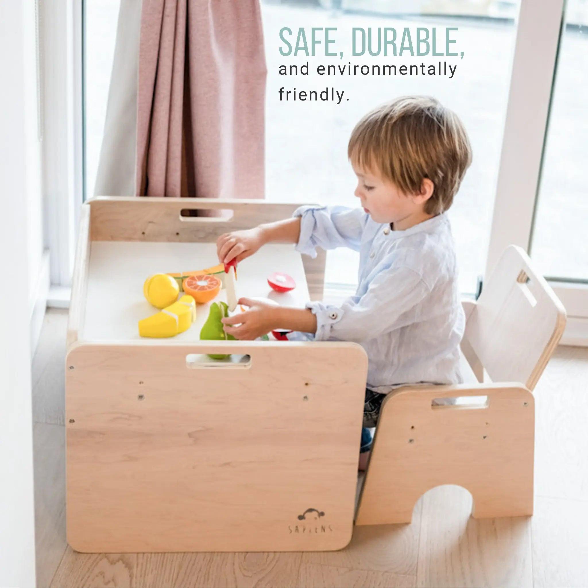 PAPAYA SET - Weaning Montessori Table and Chair Adjustable Height.