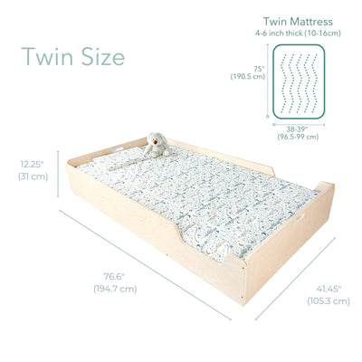 APPLE TWIN - Montessori Floor Bed with Rails.