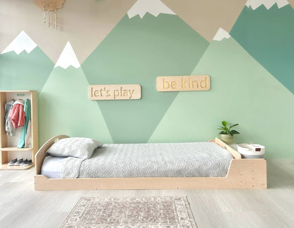 CHERRY TWIN - Montessori Floor Bed with Shelves