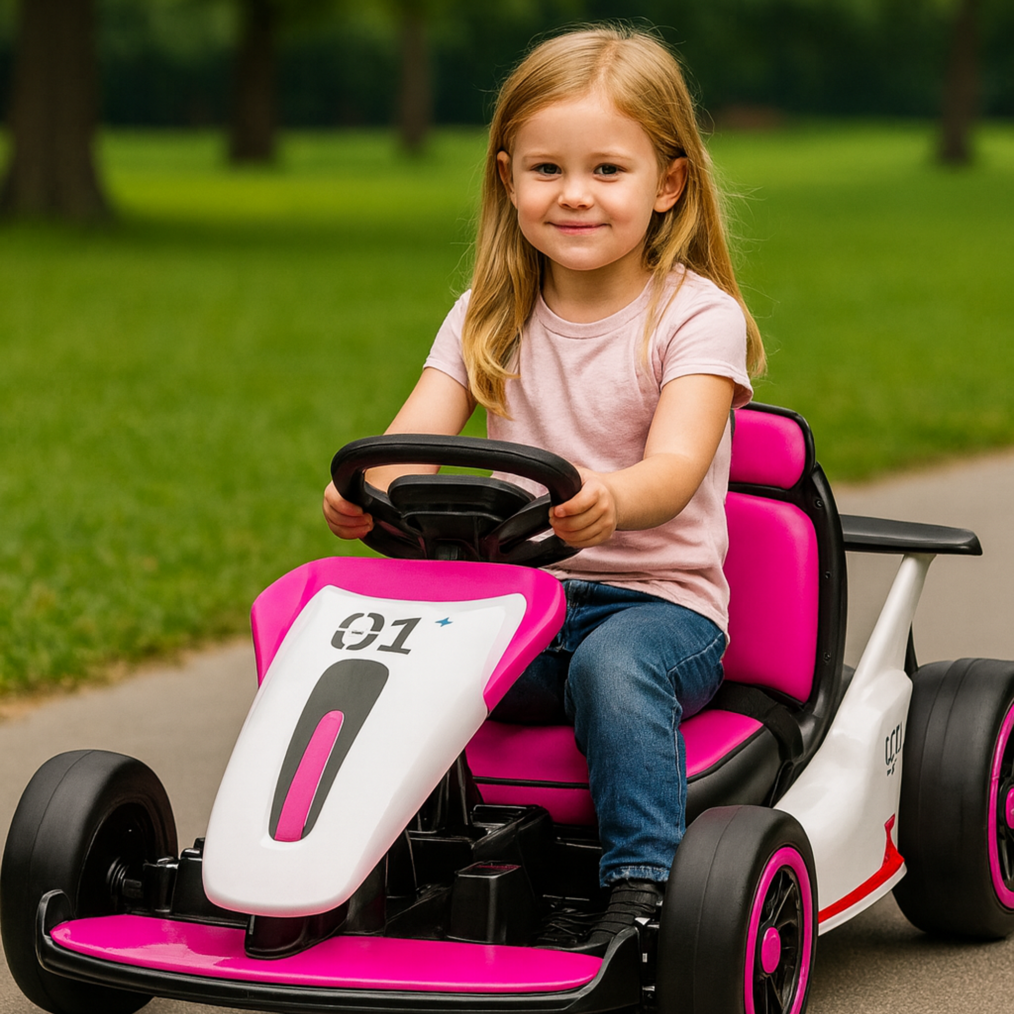 Pink 24V Upgraded Vortex Drifting Go Kart