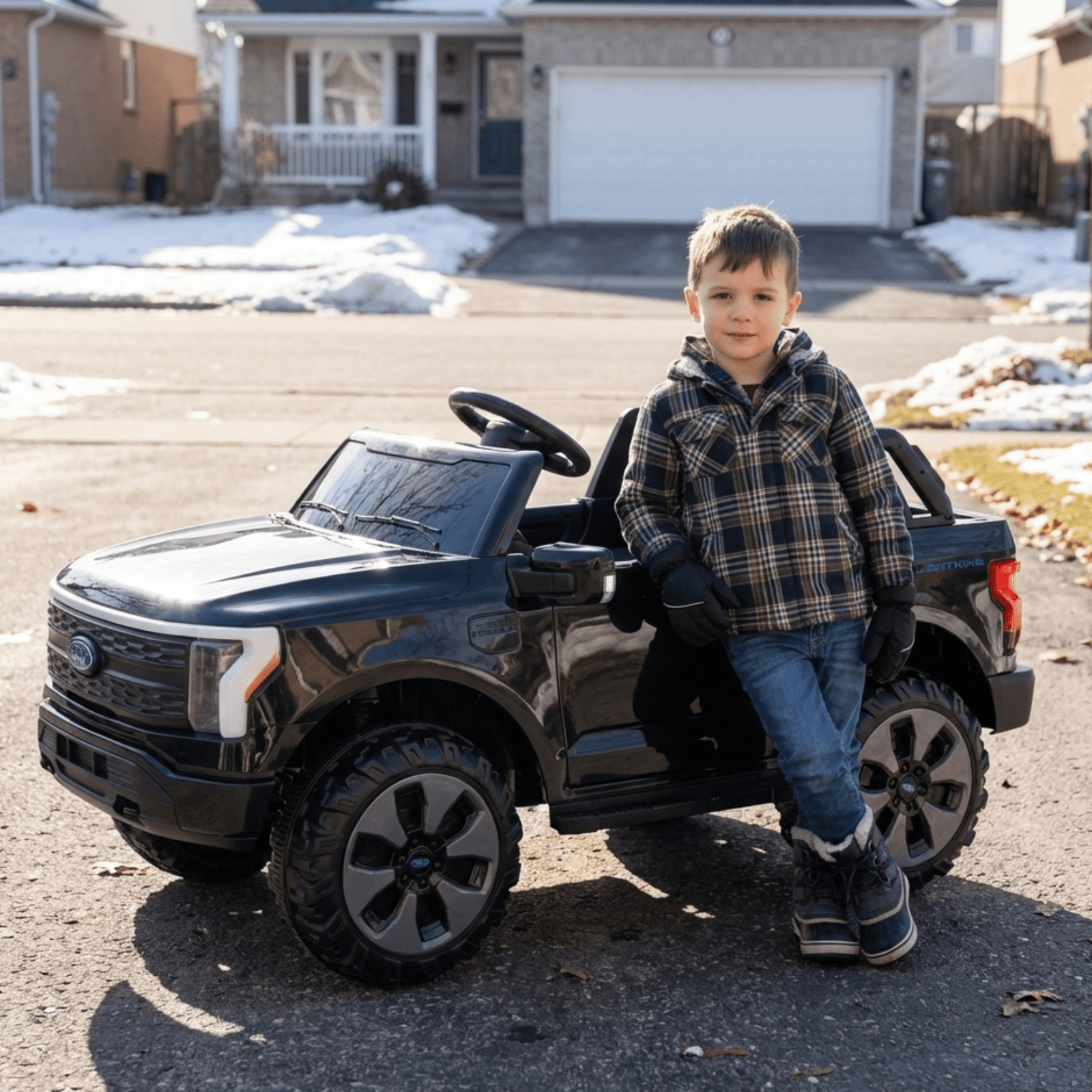 Black 2 Seater Lighting Edition Ford F-150, 24V Kids Ride on Truck.