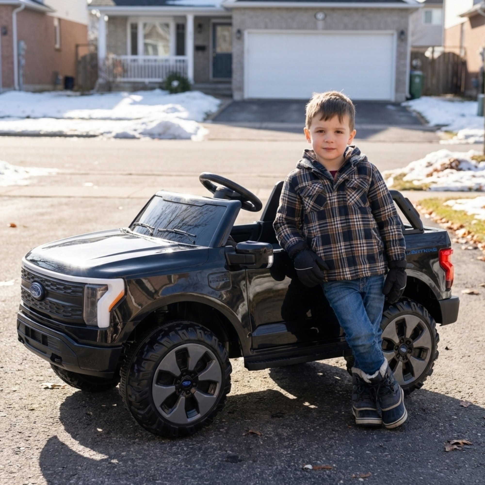 Black 2 Seater Lighting Edition Ford F-150, 24V Kids Ride on Truck