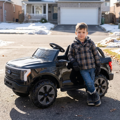 Black 2 Seater Lighting Edition Ford F-150, 24V Kids Ride on Truck