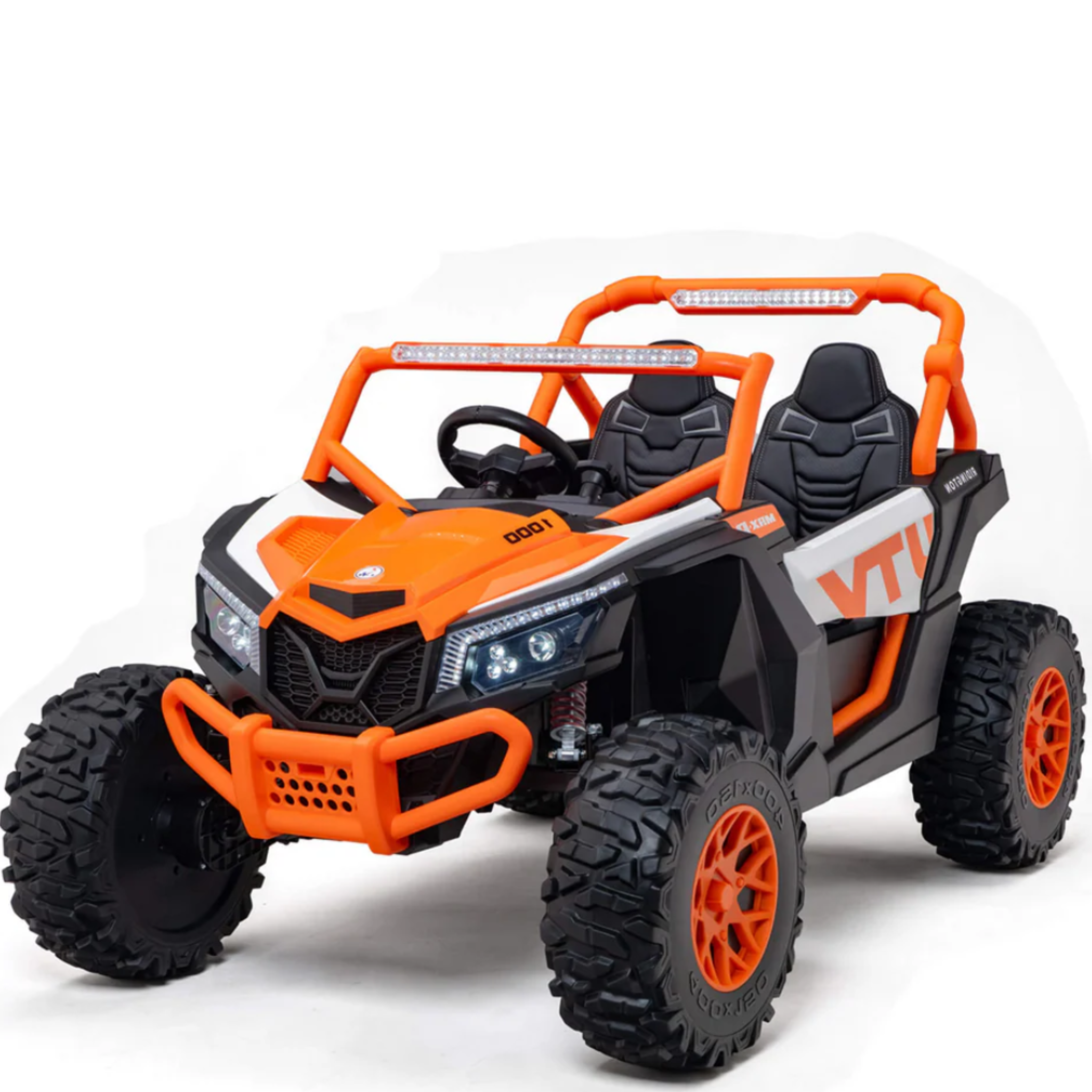 Orange 2-Seater XXL Premium MegaTrek 2-Seater 24V 4X4/AWD Kids Ride on UTV Buggy W/ EVA Rubber Wheels, BT & RC