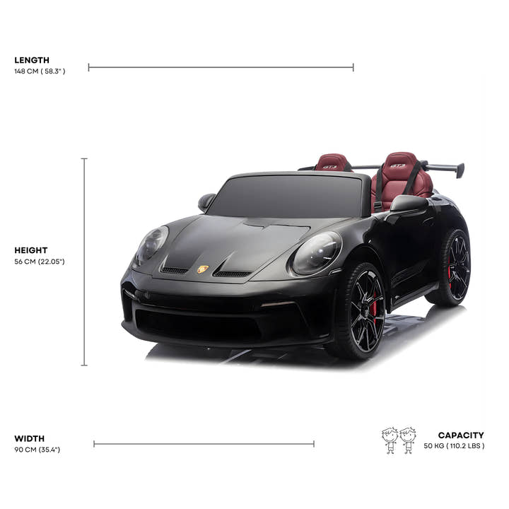 Glossy Black, Licensed LX MP4 Edition 24V/4WD Porsche 911 GT3 Kids Ride on Car W/ EVA Rubber Wheels & RC.