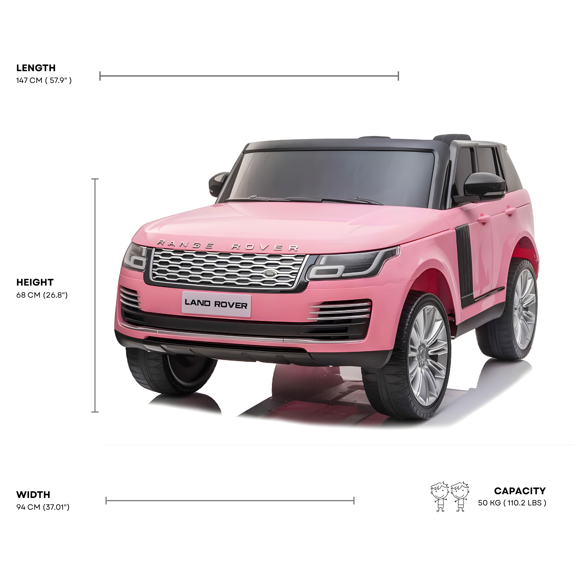Pink 2-Seater 24V XXL Edition Range Rover HSE Ride-On Car for Kids