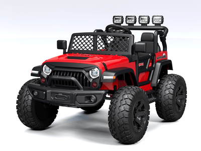 Red 24V TrailMax Edition XXL 2-Seater 24V 4X4/AWD Kids Ride on Truck W/ EVA Rubber Wheels, BT & RC.