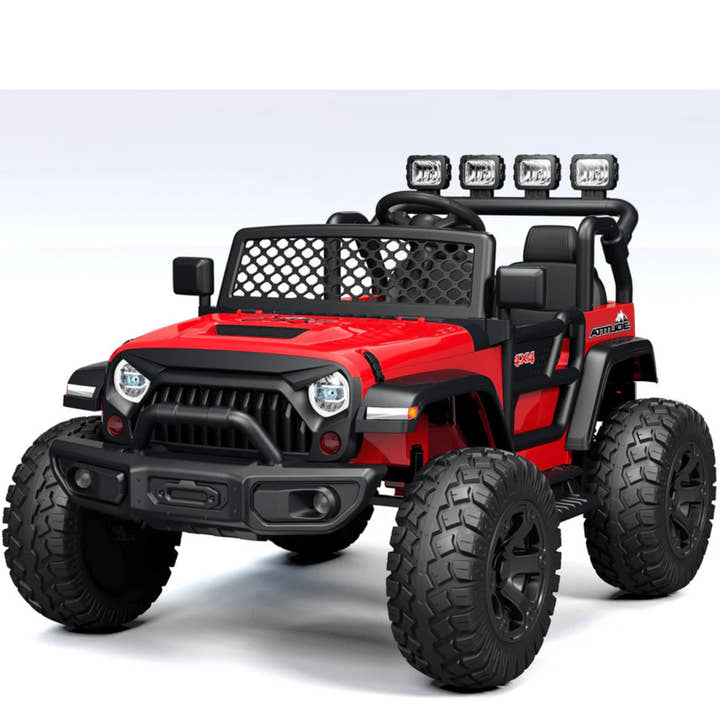 Red 24V TrailMax Edition XXL 2-Seater 24V 4X4/AWD Kids Ride on Truck W/ EVA Rubber Wheels, BT & RC.