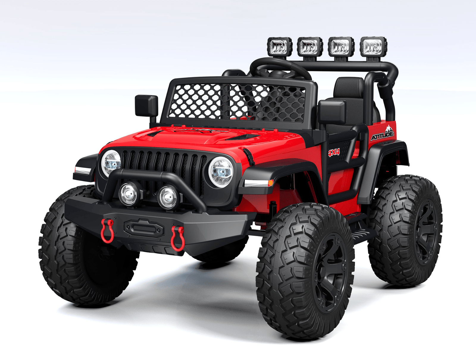 Red 24V TrailMax Edition XXL 2-Seater 24V 4X4/AWD Kids Ride on Truck W/ EVA Rubber Wheels, BT & RC.