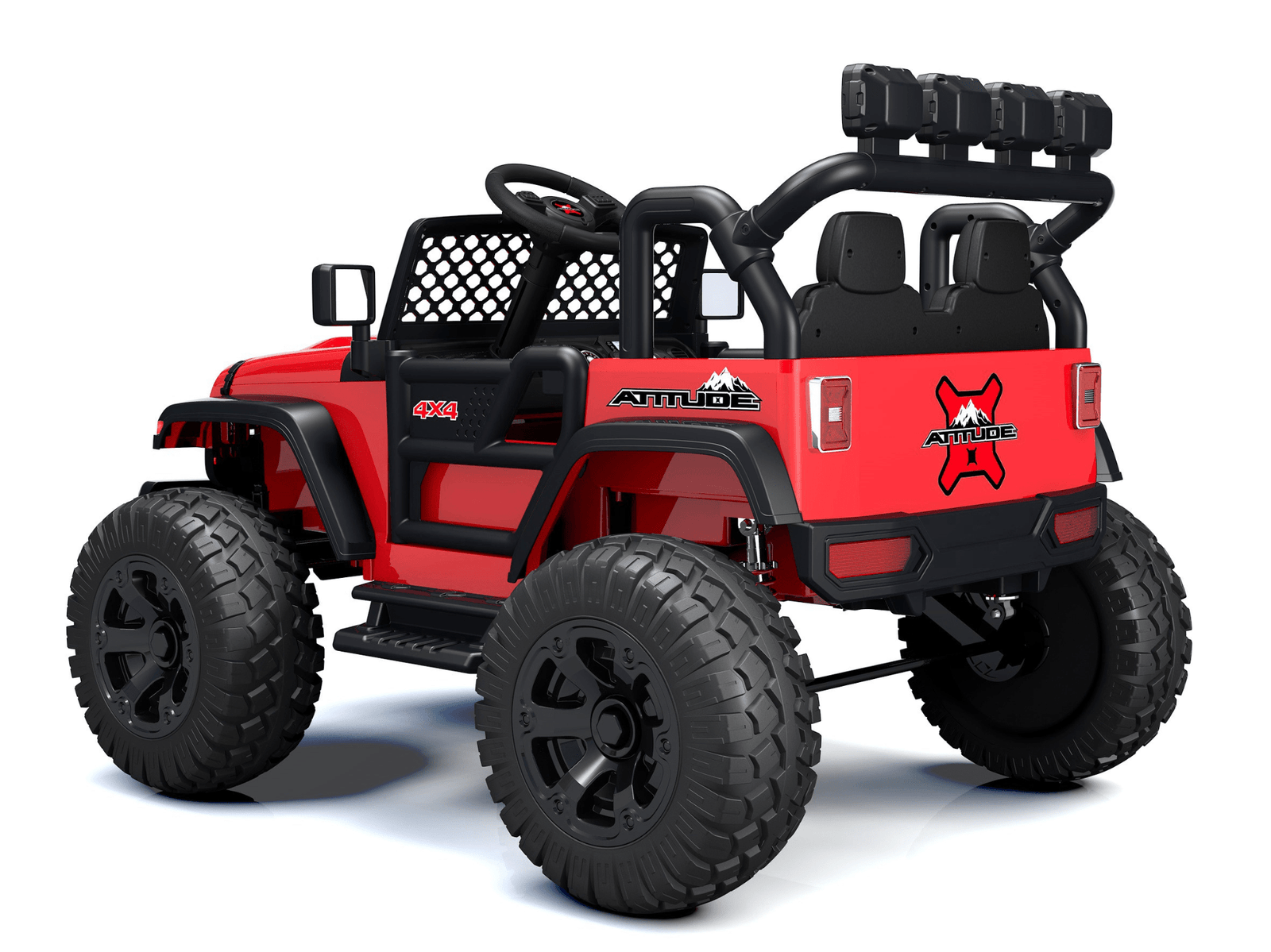 Red 24V TrailMax Edition XXL 2-Seater 24V 4X4/AWD Kids Ride on Truck W/ EVA Rubber Wheels, BT & RC.