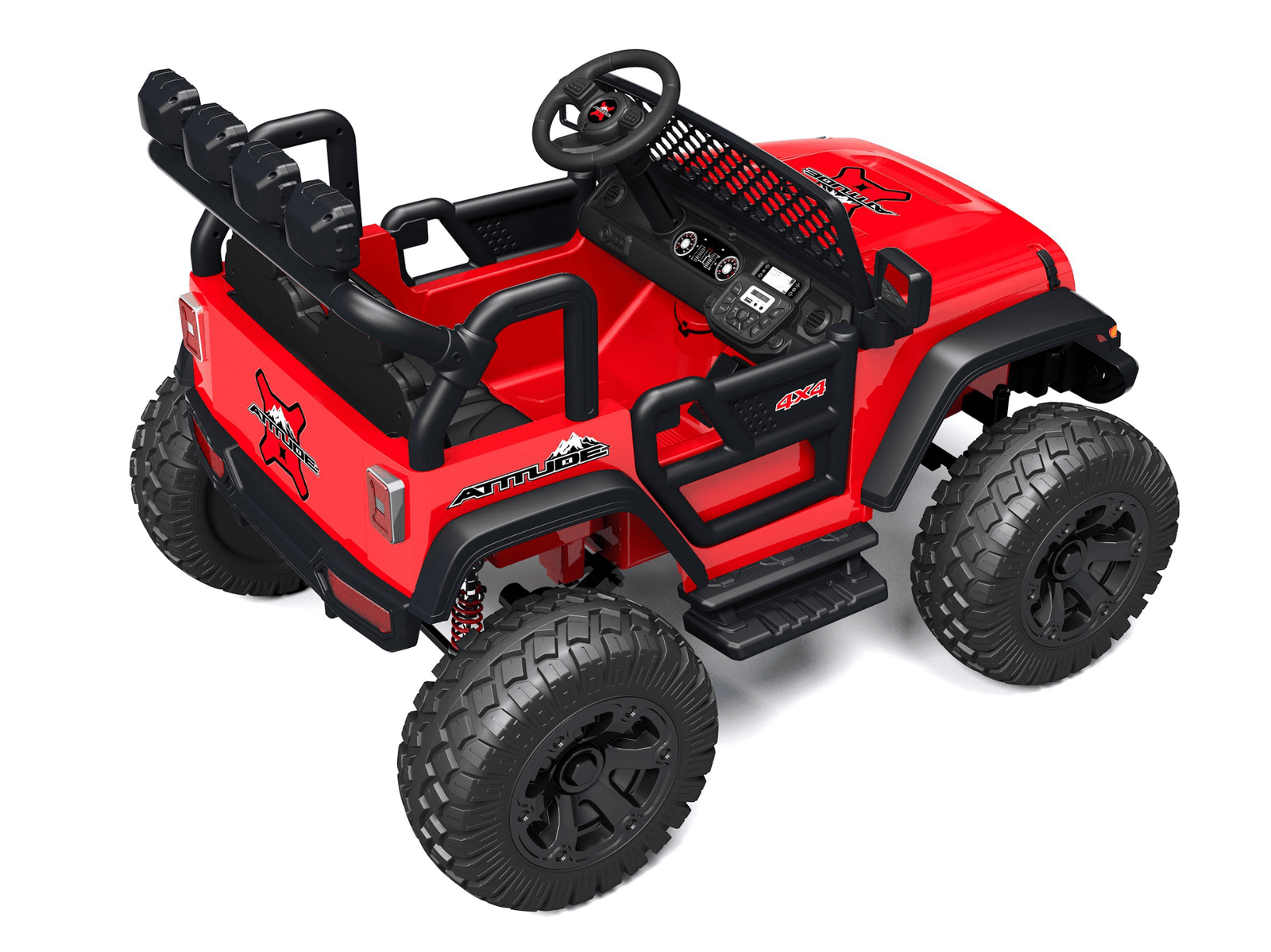 Red 24V TrailMax Edition XXL 2-Seater 24V 4X4/AWD Kids Ride on Truck W/ EVA Rubber Wheels, BT & RC.