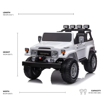 24V White 2-Seater Premium Edition Toyota 4x4 Truck for Kids W/ EVA Rubber Wheels, Music & RC