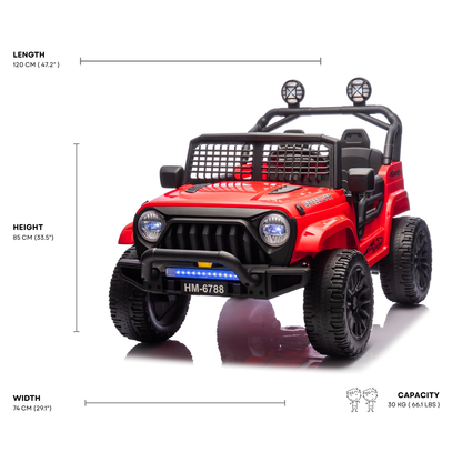 Red 24V TrailX 2-Seater 24V 4X4/AWD Kids Ride on UTV Buggy W/ EVA Rubber Wheels, Music & RC