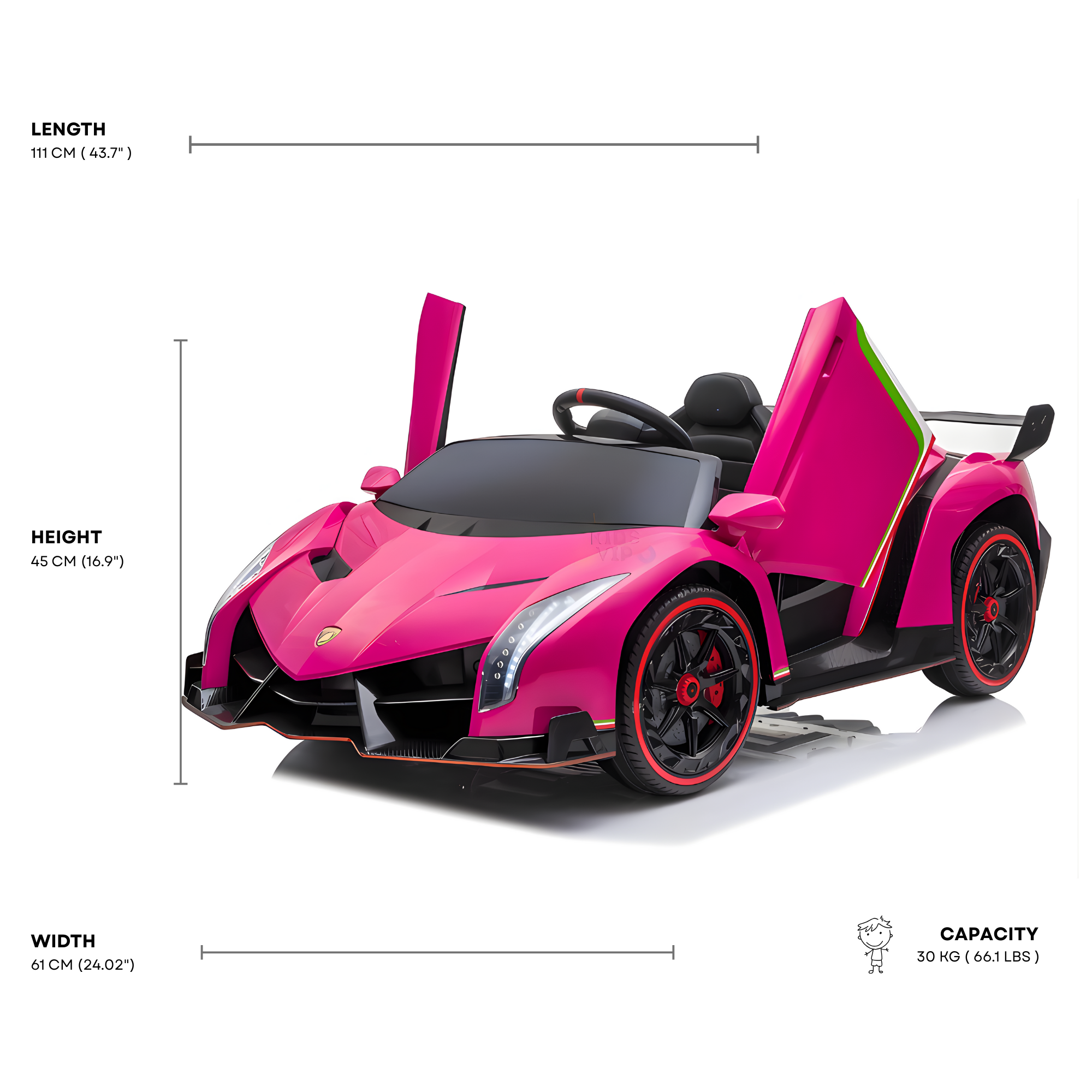 12V Pink Lamborghini Veneno 4X4 Limited Edition Ride-on Car W/ EVA Rubber Wheels, Bluetooth & RC