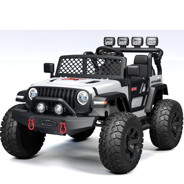 White 24V TrailMax Edition XXL 2-Seater 24V 4X4/AWD Kids Ride on Truck W/ EVA Rubber Wheels, BT & RC.