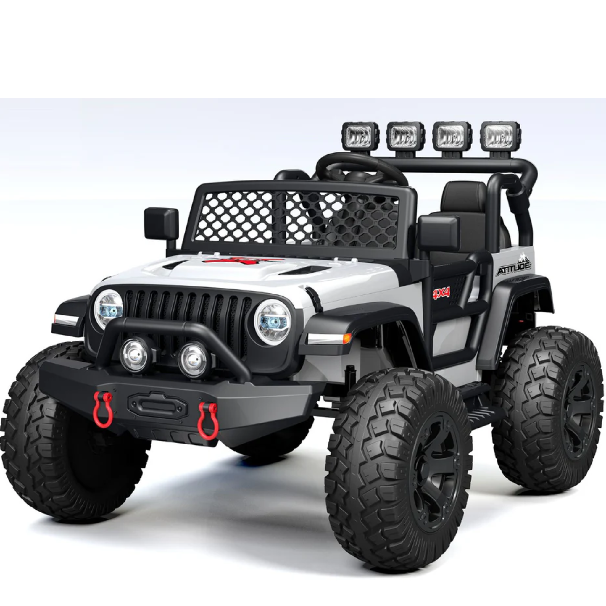 White 24V TrailMax Edition XXL 2-Seater 24V 4X4/AWD Kids Ride on UTV Buggy W/ EVA Rubber Wheels, BT & RC