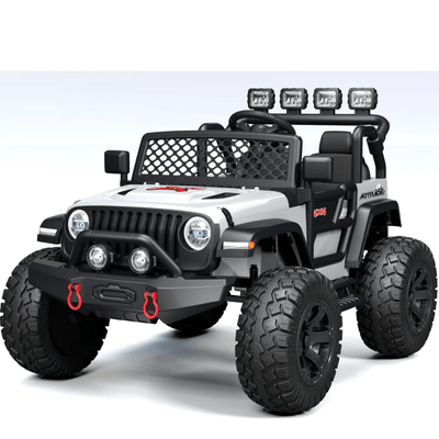 White 24V TrailMax Edition XXL 2-Seater 24V 4X4/AWD Kids Ride on Truck W/ EVA Rubber Wheels, BT & RC.