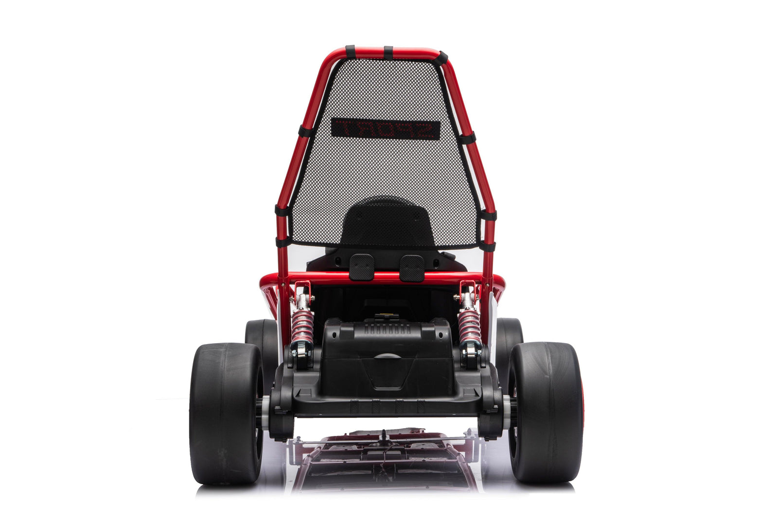 Red Outlaw Edition 24V Kids Electric Go-Kart with Quiet Dual Motors, Music Player, EVA Front Wheels.