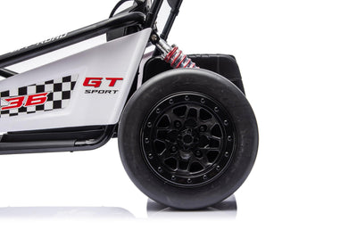 Red Outlaw Edition 24V Kids Electric Go-Kart with Quiet Dual Motors, Music Player, EVA Front Wheels.