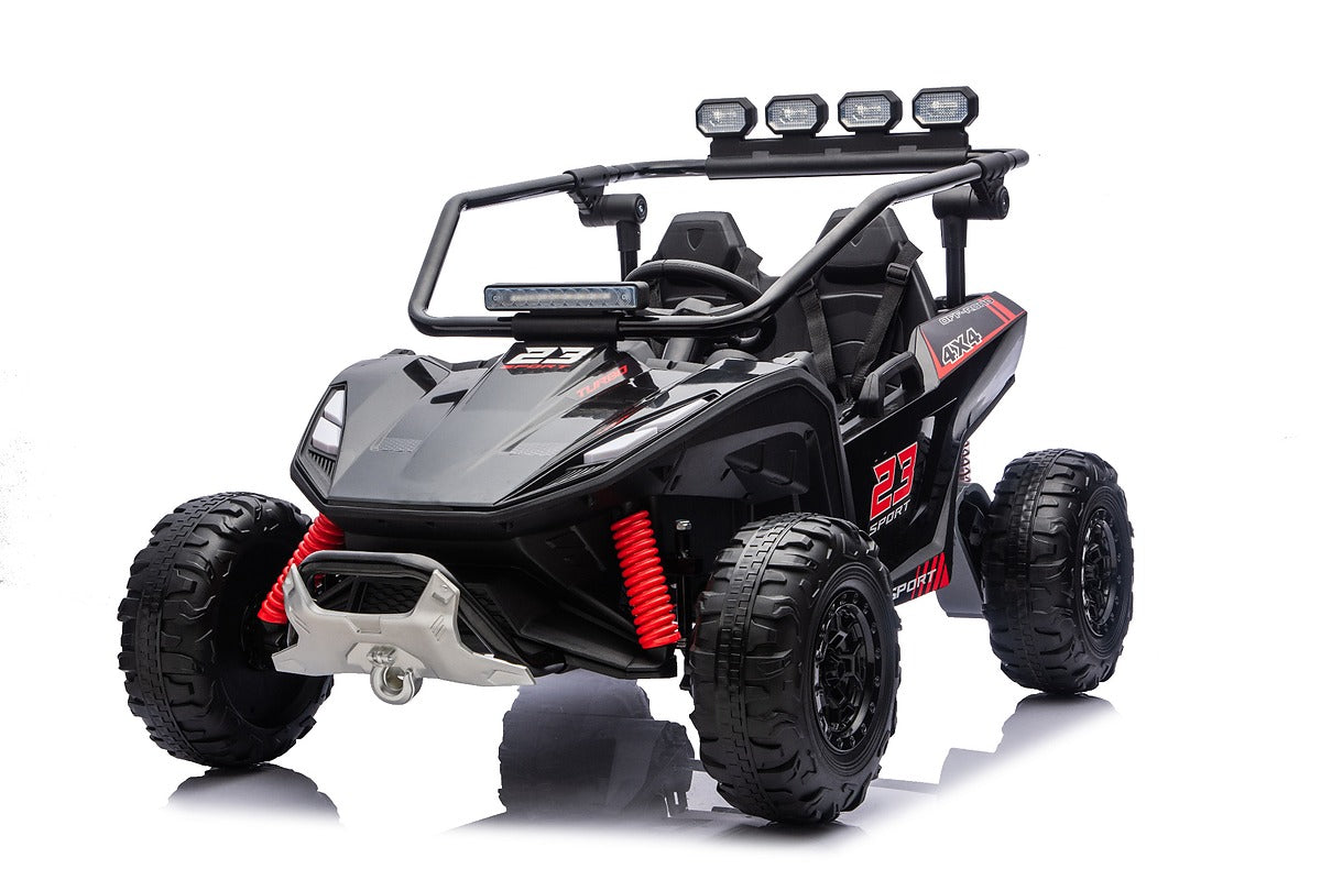 Black 24V Thunder X Pro 2-Seater Ride-On Buggy | Silent Motors, EVA Wheels & Leather Seats