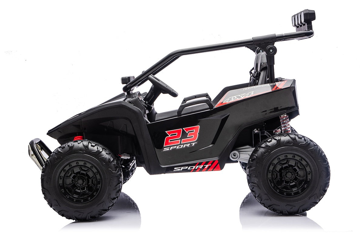 Black 24V Thunder X Pro 2-Seater Ride-On Buggy | Silent Motors, EVA Wheels & Leather Seats