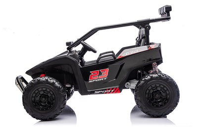 Black 24V Thunder X Pro 2-Seater Ride-On Buggy | Silent Motors, EVA Wheels & Leather Seats