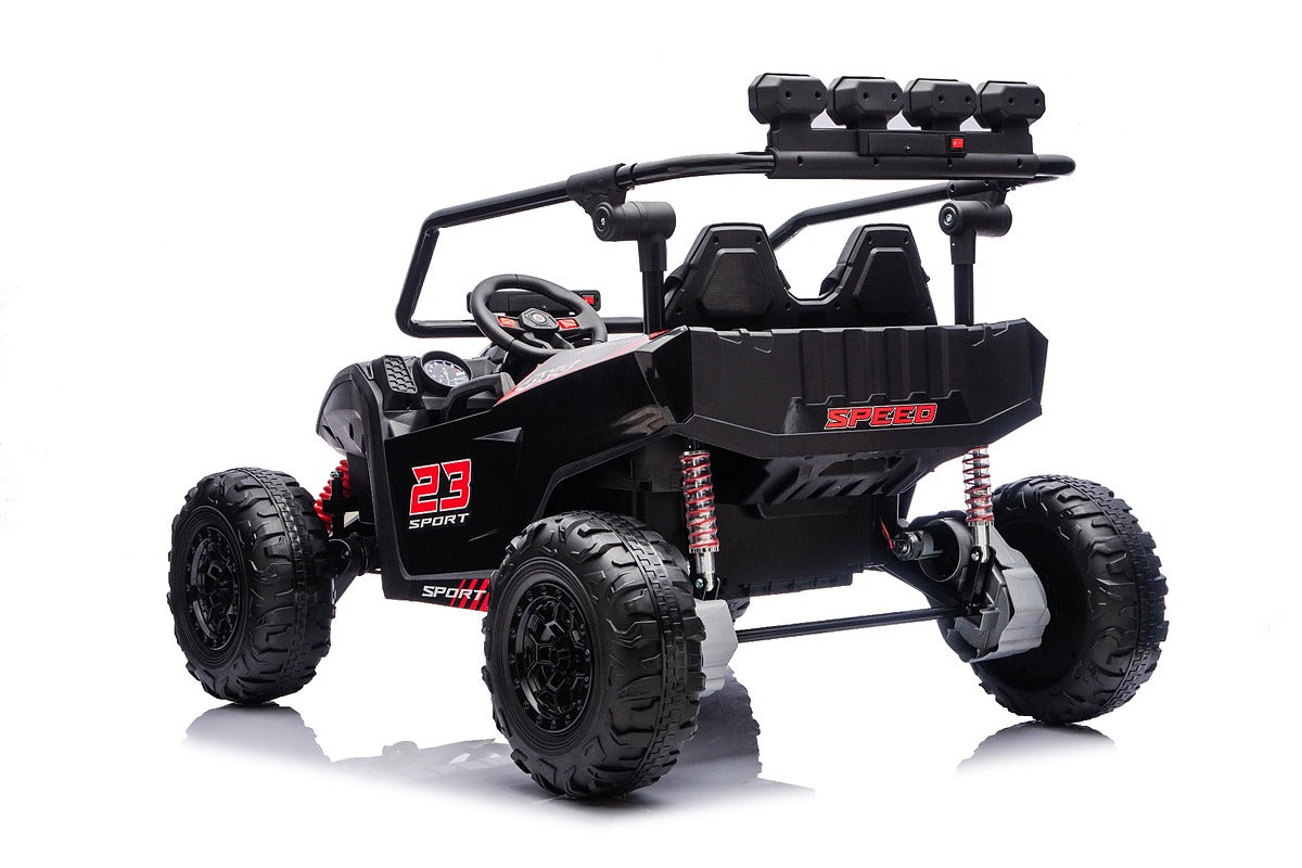 Black 24V Thunder X Pro 2-Seater Ride-On Buggy | Silent Motors, EVA Wheels & Leather Seats