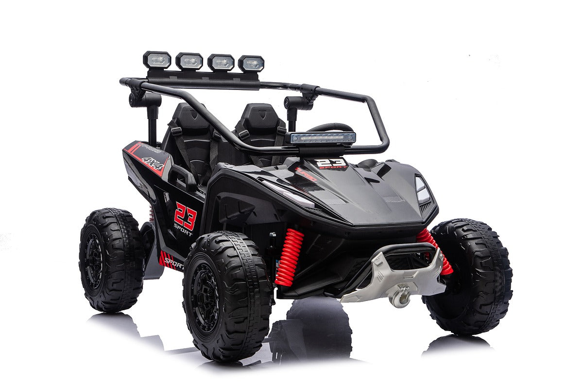 Black 24V Thunder X Pro 2-Seater Ride-On Buggy | Silent Motors, EVA Wheels & Leather Seats