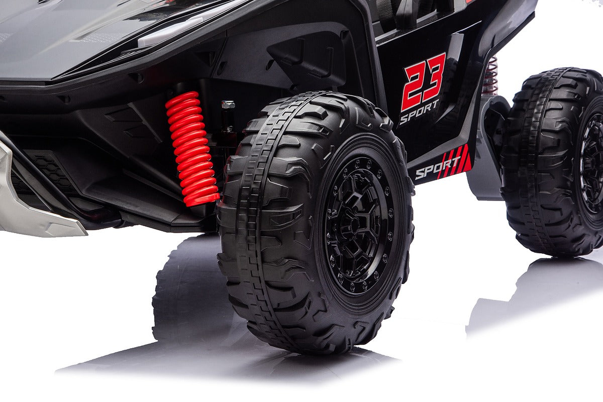 Black 24V Thunder X Pro 2-Seater Ride-On Buggy | Silent Motors, EVA Wheels & Leather Seats
