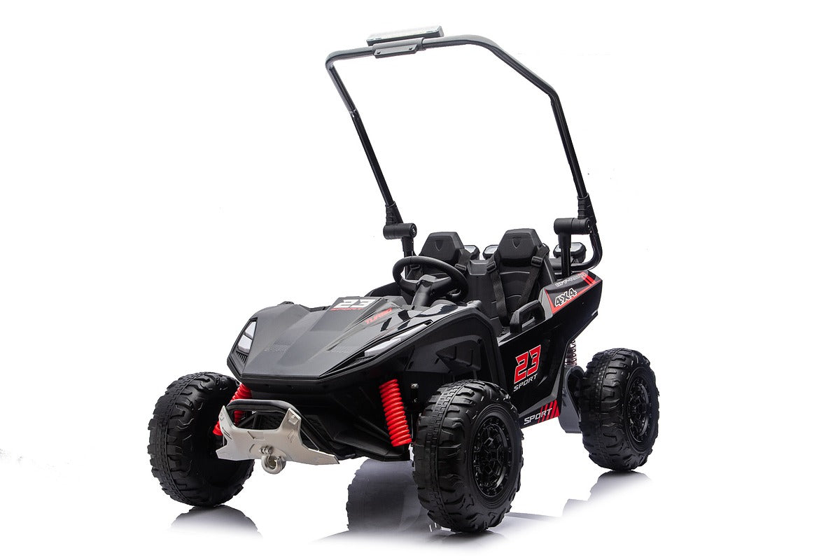 Black 24V Thunder X Pro 2-Seater Ride-On Buggy | Silent Motors, EVA Wheels & Leather Seats