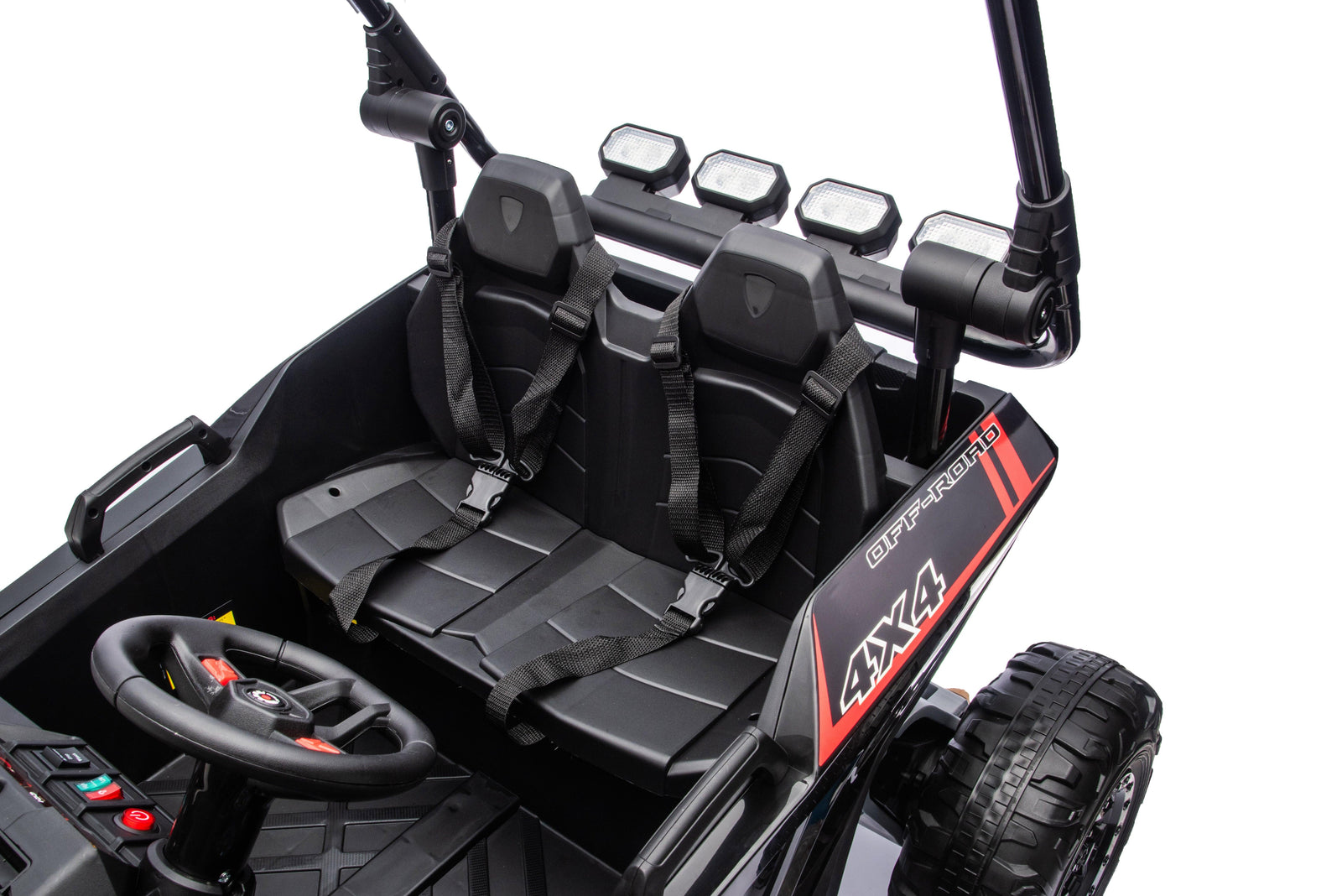 Black 24V Thunder X Pro 2-Seater Ride-On Buggy | Silent Motors, EVA Wheels & Leather Seats