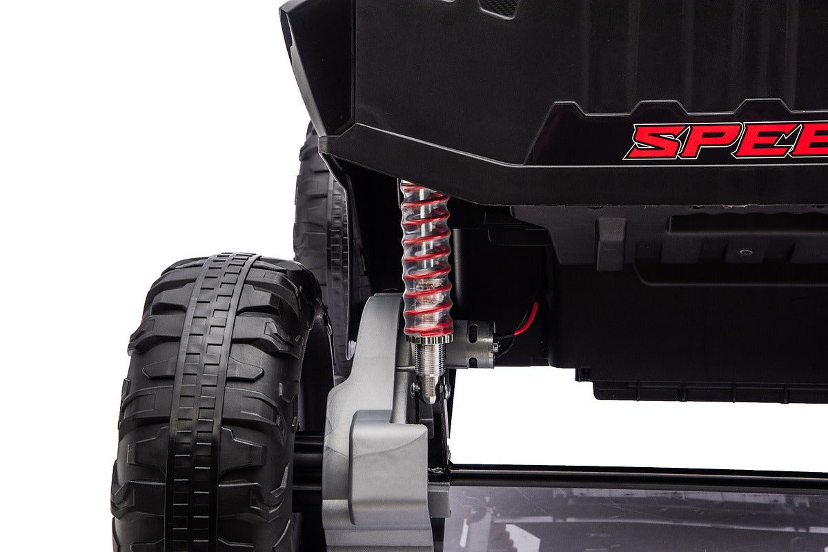 Black 24V Thunder X Pro 2-Seater Ride-On Buggy | Silent Motors, EVA Wheels & Leather Seats