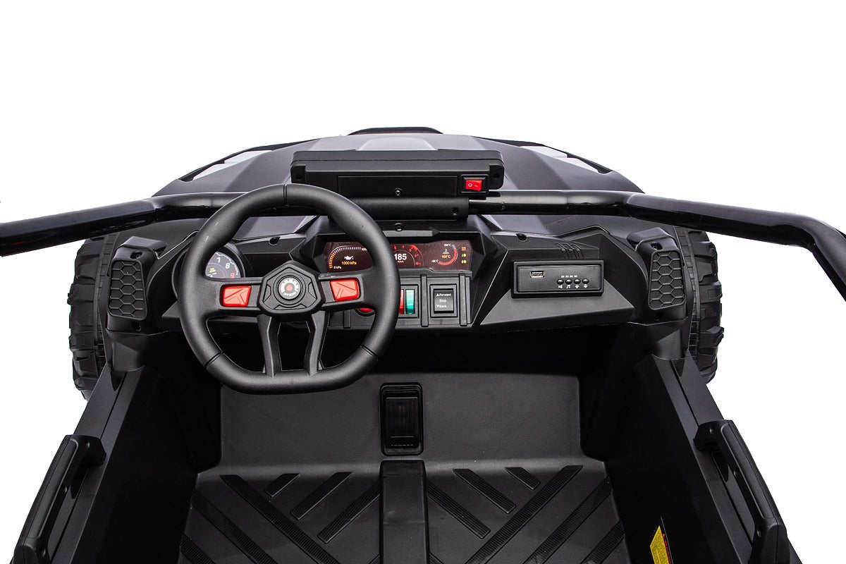 Black 24V Thunder X Pro 2-Seater Ride-On Buggy | Silent Motors, EVA Wheels & Leather Seats