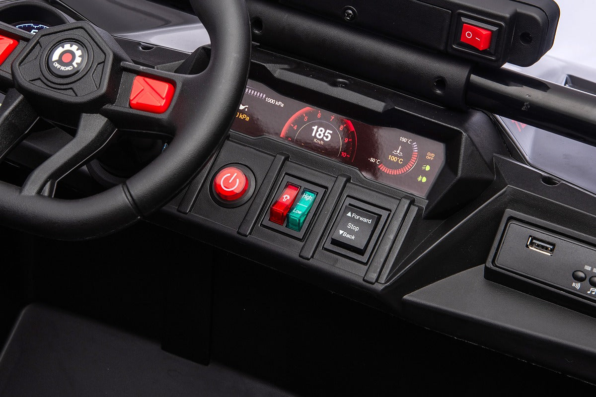 Black 24V Thunder X Pro 2-Seater Ride-On Buggy | Silent Motors, EVA Wheels & Leather Seats