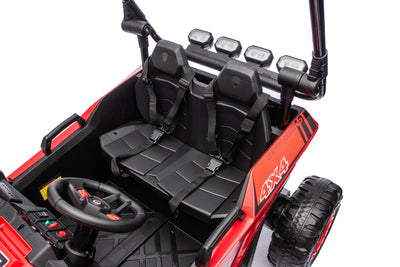 Red 24V Thunder X Pro 2-Seater Ride-On Buggy | Silent Motors, EVA Wheels & Leather Seats