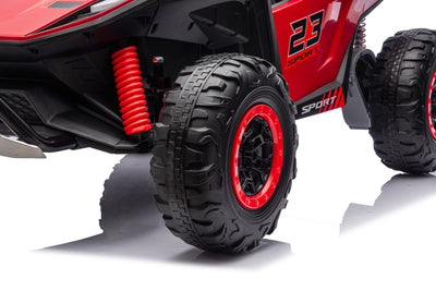 Red 24V Thunder X Pro 2-Seater Ride-On Buggy | Silent Motors, EVA Wheels & Leather Seats