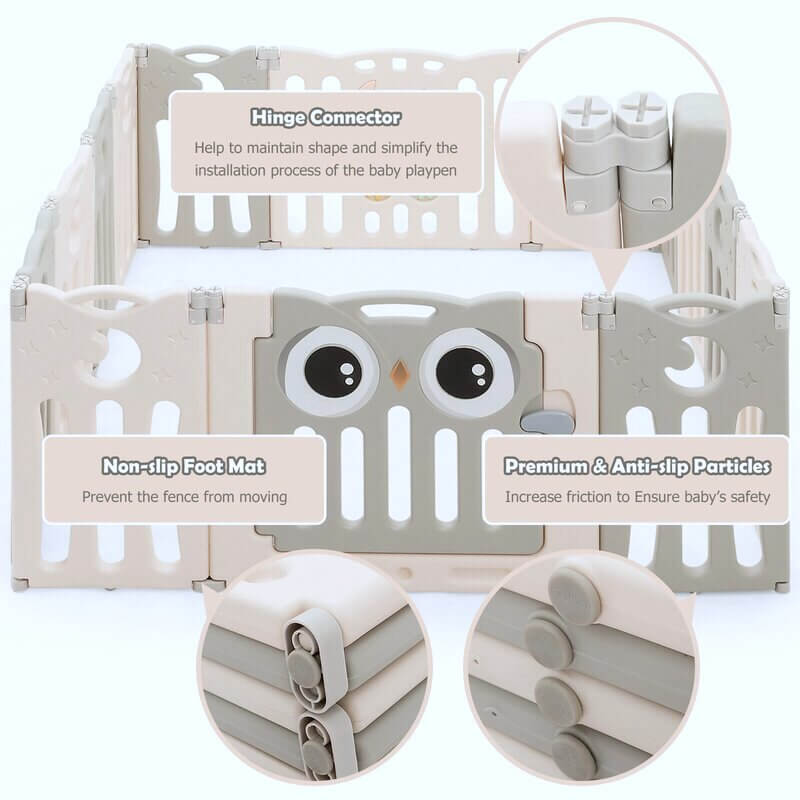 20 Panels Indoor/Outdoor Foldable Playpen, Fence, Safety Play yard with Activity for Toddlers and Infants image 7