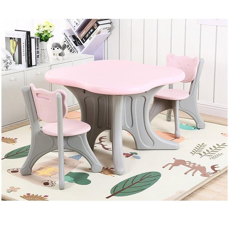 Kids and Toddlers Bear Table Set with 2 Chairs and Storage Baskets image 1