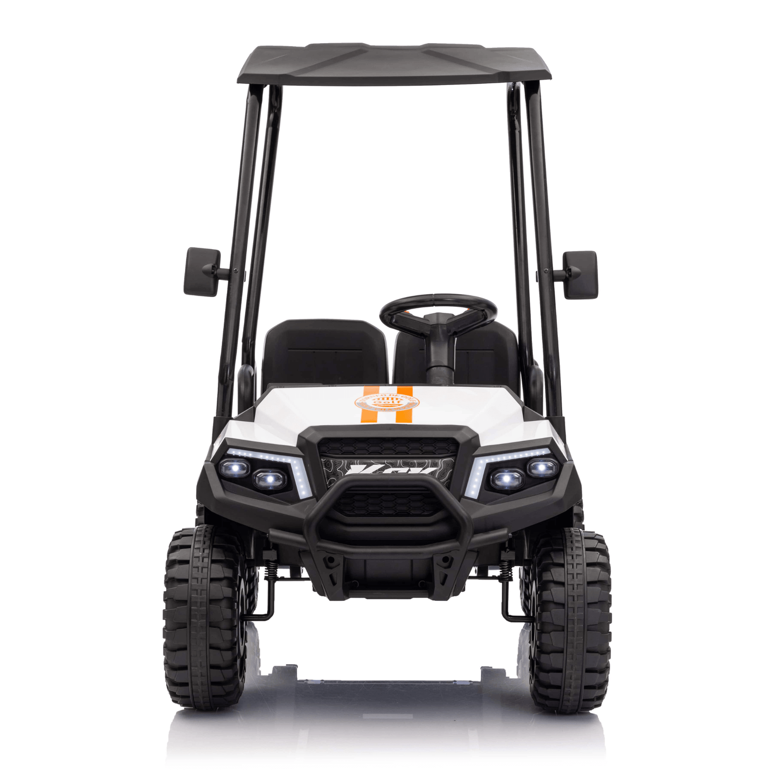24V White Golf Buggy Edition 4-Seater 4x4 Kids' Ride-On UTV W/ Canopy, EVA Rubber Wheels, Music & RC.