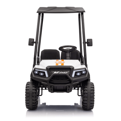 24V White Golf Buggy Edition 4-Seater 4x4 Kids' Ride-On UTV W/ Canopy, EVA Rubber Wheels, Music & RC.