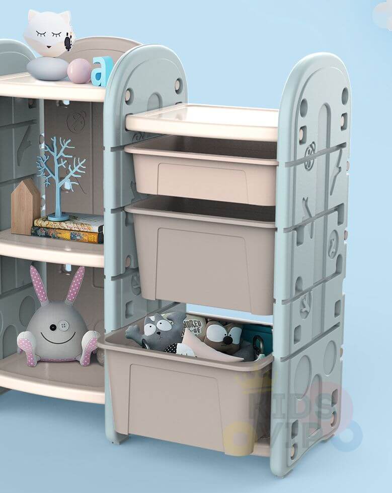 Kids and Toddlers Toy Storage/Organizer with Bins and Bookshelves - blue image 6