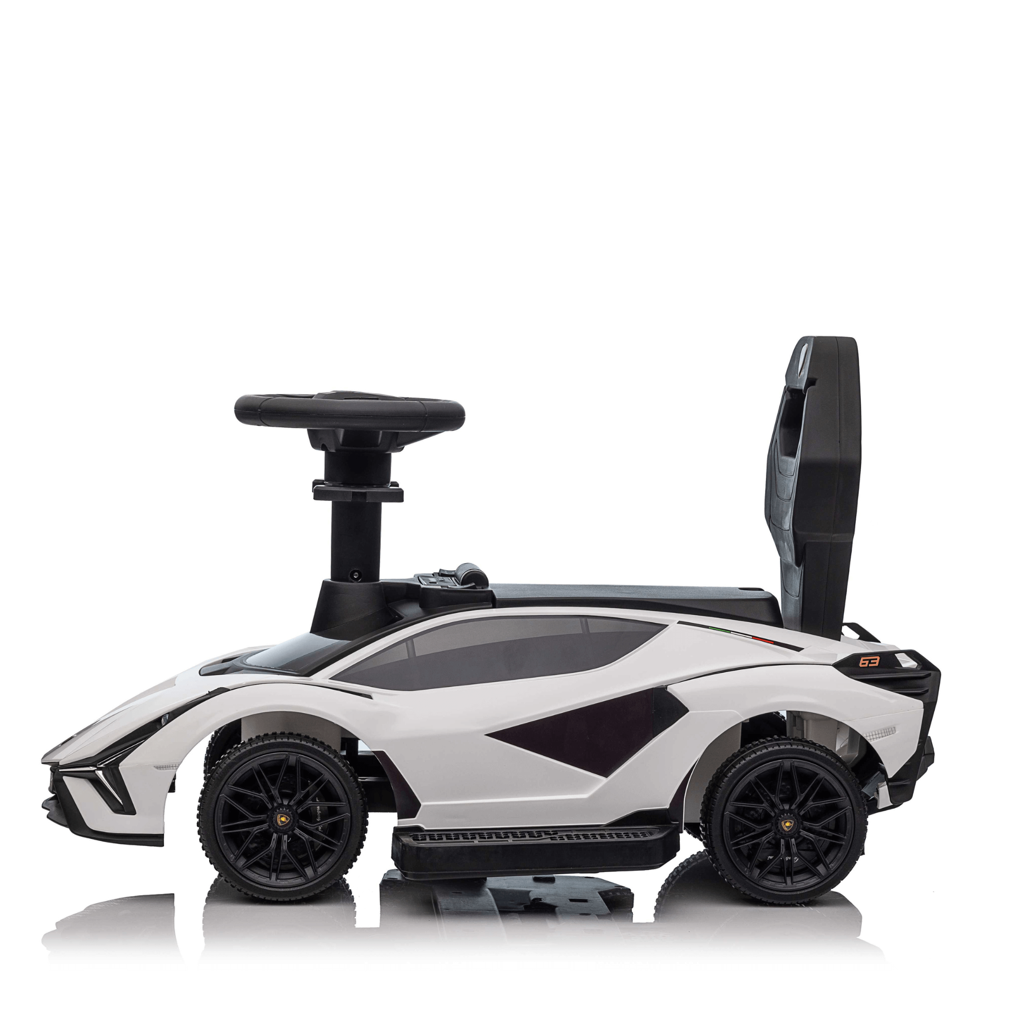 Complete Edition Lamborghini Sian 3 in 1 Push Car / Stroller with Handle And Safety Guards, White image 7