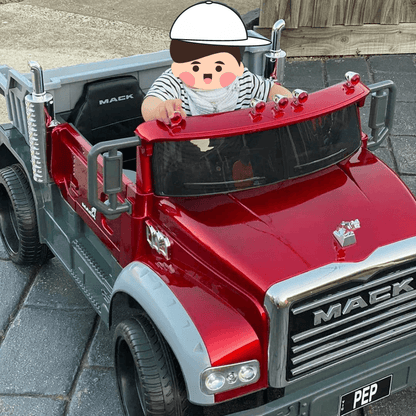 XXL 2 Seater Upgraded 12V Mack Truck, Eva Wheels, Leather Seats, RC, Painted Red image 11