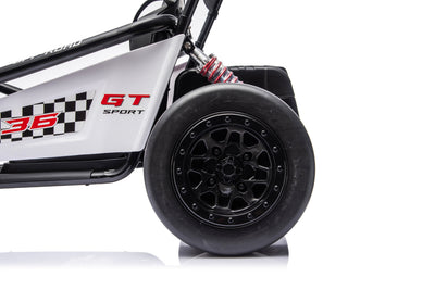 Black Outlaw Edition kids go-kart seat with secure five-point seat belt