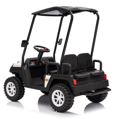 24V White Golf Buggy Edition 4-Seater 4x4 Kids' Ride-On UTV W/ Canopy, EVA Rubber Wheels, Music & RC.