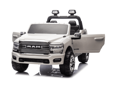 White Complete Edition XXL 2-Seater 4x4 RAM 3500 Ride-On Truck.