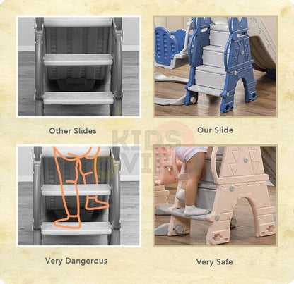 Luxury 5 in 1 Castle Edition Playset Toddlers and Baby Slide with Full Step, Swing, Basket Ball Net image 6